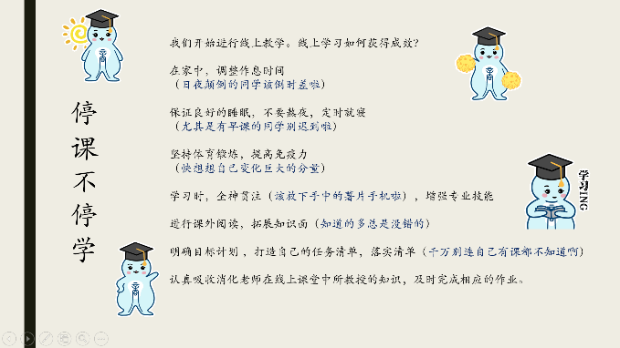 (图为疫情期间日语191班学风建设主题班会部分内容) (图为疫情期间日语191班学风建设主题班会部分内容)